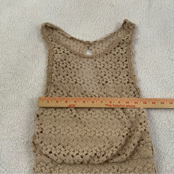 Free People Womens XS Dress Crochet Dress Lace Boho Blouson Beige Lined Cami - Picture 11 of 14